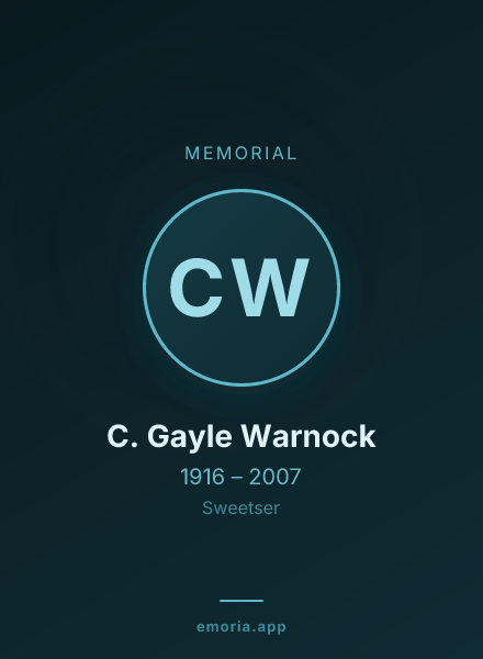Memorial portrait of C. Gayle Warnock