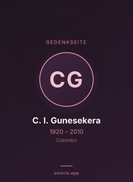 Gedenkportrait von C. I. Gunesekera