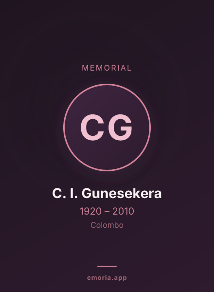 Memorial portrait of C. I. Gunesekera