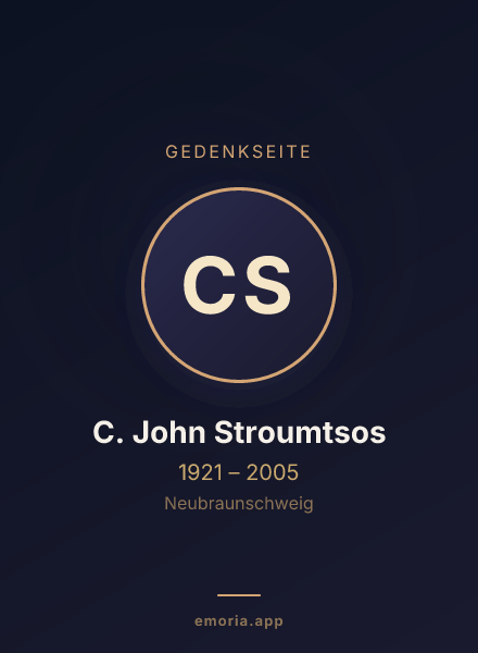 Gedenkportrait von C. John Stroumtsos