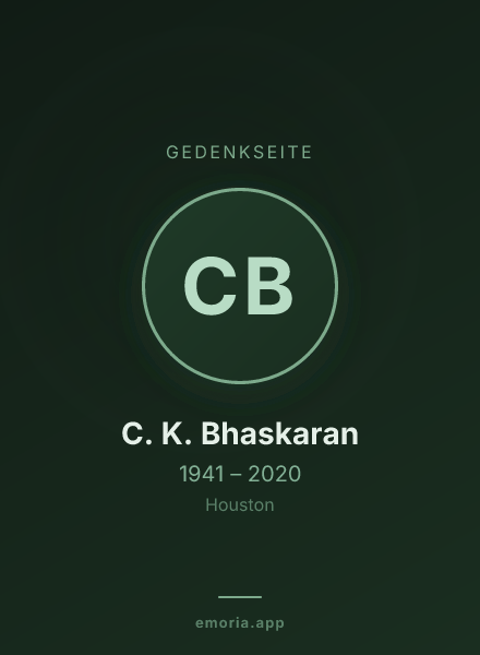 Gedenkportrait von C. K. Bhaskaran