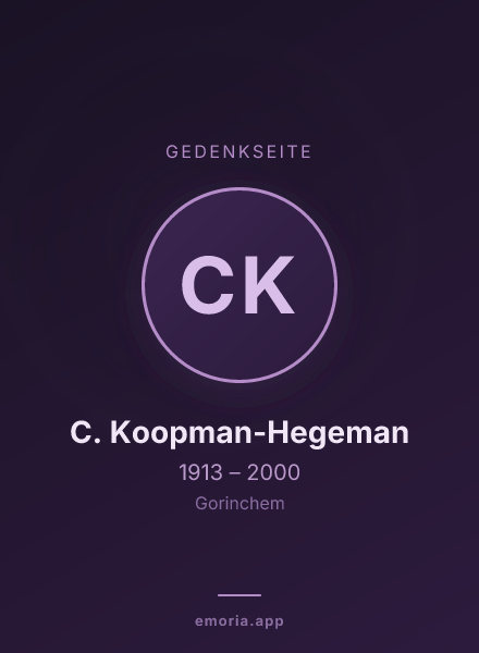 Gedenkportrait von C. Koopman-Hegeman