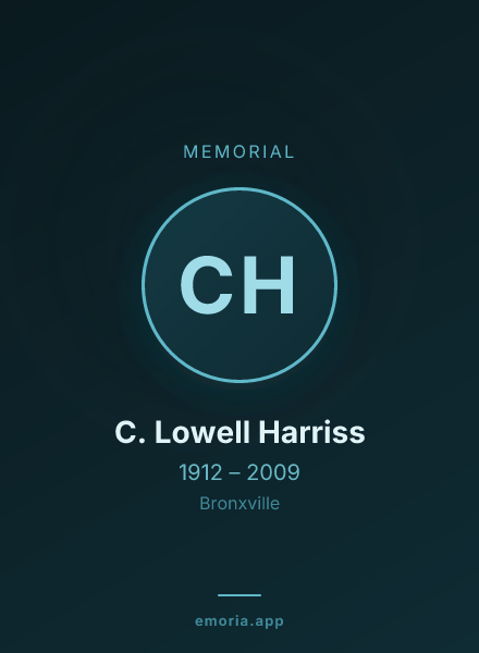 Memorial portrait of C. Lowell Harriss