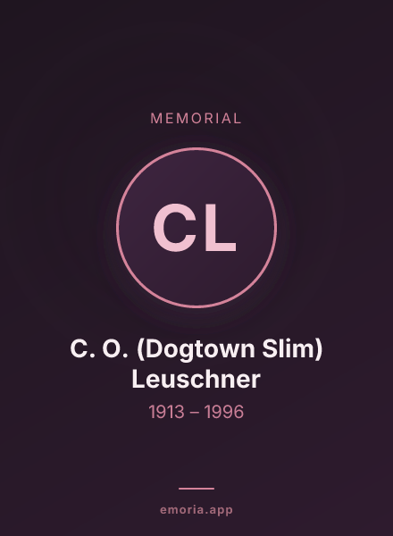 Memorial portrait of C. O. (Dogtown Slim) Leuschner