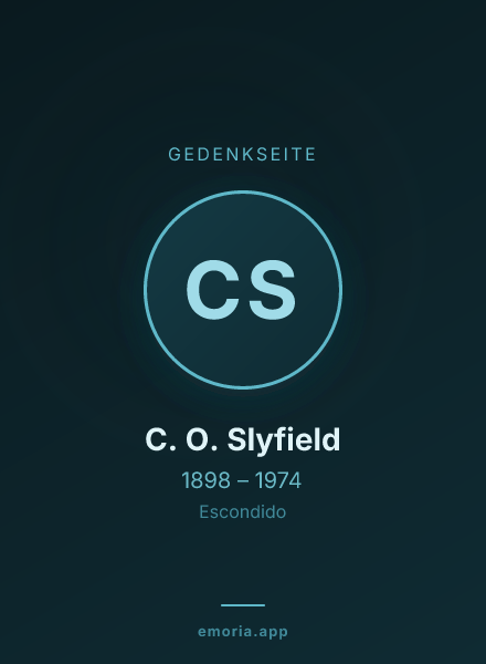 Gedenkportrait von C. O. Slyfield