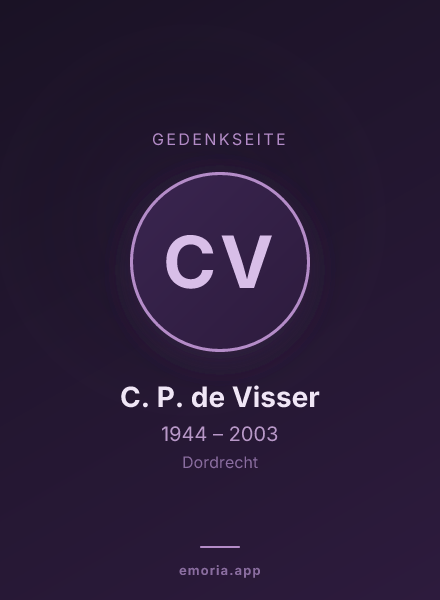 Gedenkportrait von C. P. de Visser