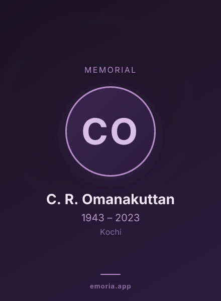 Memorial portrait of C. R. Omanakuttan