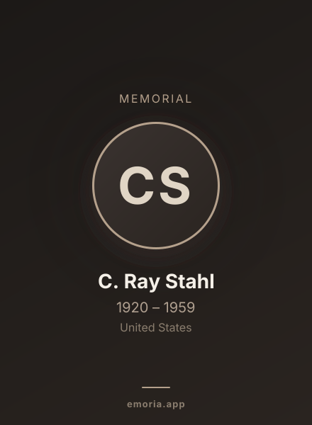 Memorial portrait of C. Ray Stahl