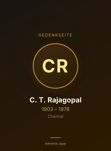 Gedenkportrait von C. T. Rajagopal