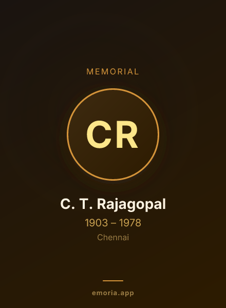 Memorial portrait of C. T. Rajagopal