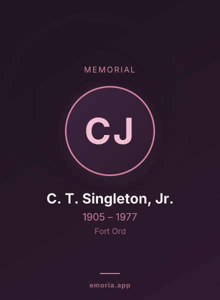 Memorial portrait of C. T. Singleton, Jr.