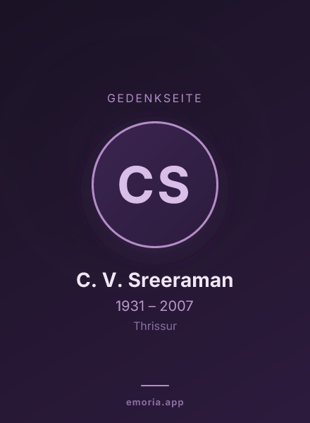 Gedenkportrait von C. V. Sreeraman
