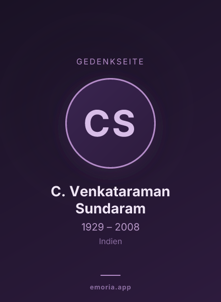 Gedenkportrait von C. Venkataraman Sundaram