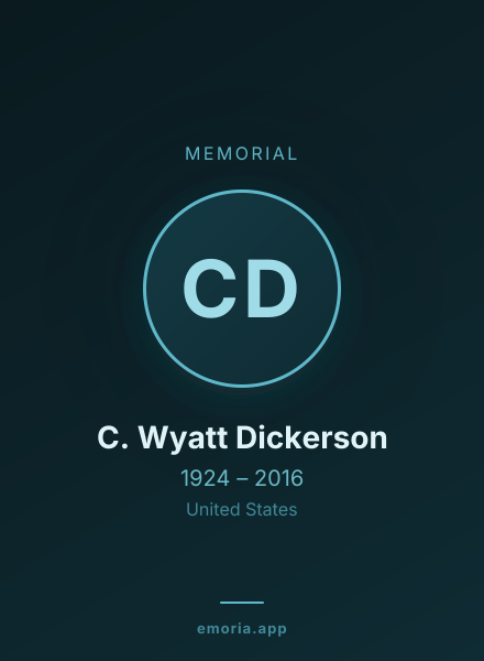 Memorial portrait of C. Wyatt Dickerson