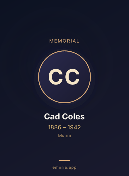 Memorial portrait of Cad Coles