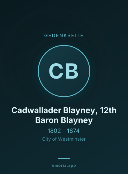 Gedenkportrait von Cadwallader Blayney, 12th Baron Blayney