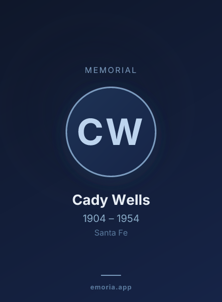 Memorial portrait of Cady Wells