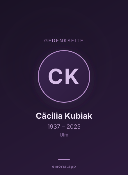 Gedenkportrait von Cäcilia Kubiak