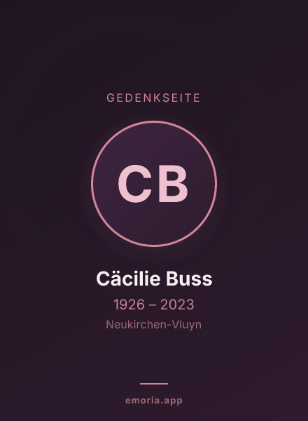 Gedenkportrait von Cäcilie Buss
