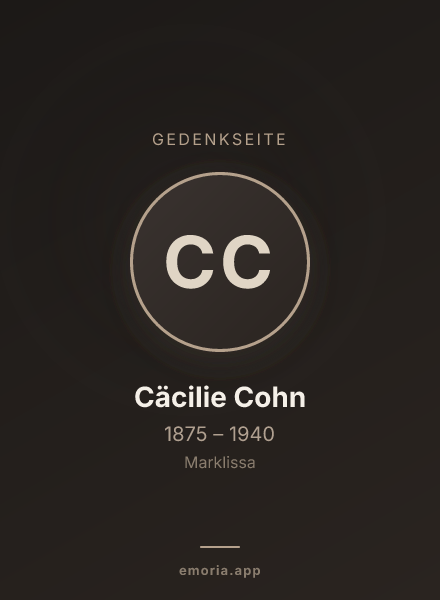 Gedenkportrait von Cäcilie Cohn