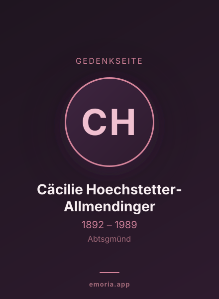 Gedenkportrait von Cäcilie Hoechstetter-Allmendinger