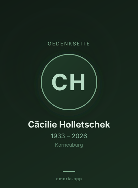 Gedenkportrait von Cäcilie Holletschek