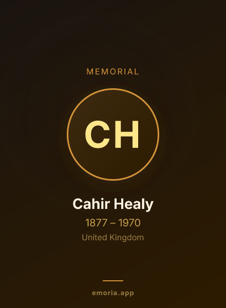 Memorial portrait of Cahir Healy