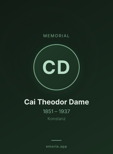 Memorial portrait of Cai Theodor Dame