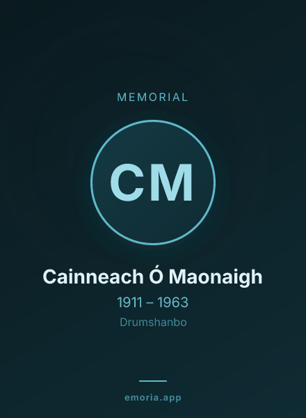 Memorial portrait of Cainneach Ó Maonaigh