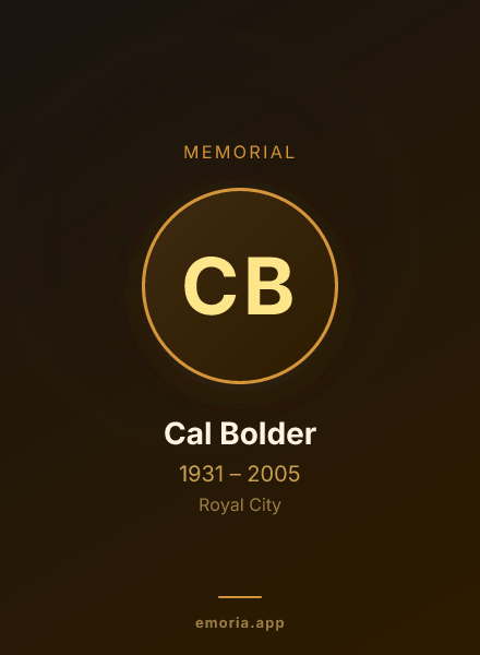Memorial portrait of Cal Bolder