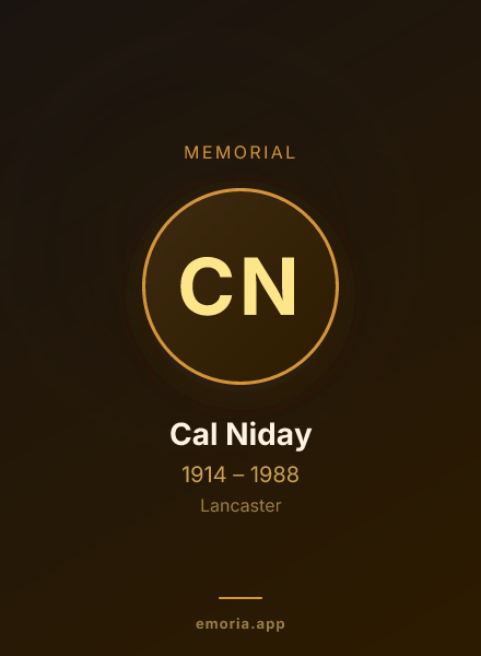 Memorial portrait of Cal Niday