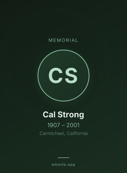 Memorial portrait of Cal Strong