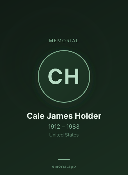 Memorial portrait of Cale James Holder