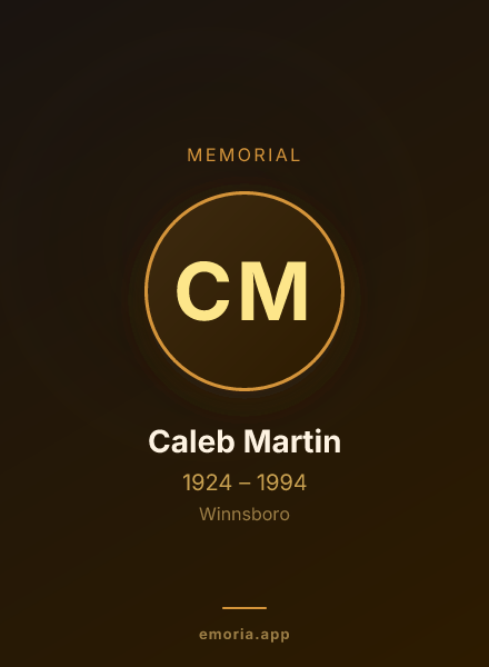 Memorial portrait of Caleb Martin