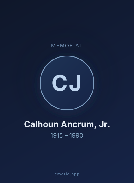 Memorial portrait of Calhoun Ancrum, Jr.