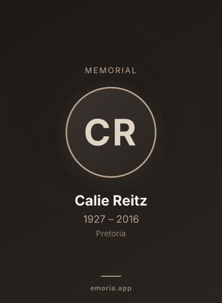 Memorial portrait of Calie Reitz