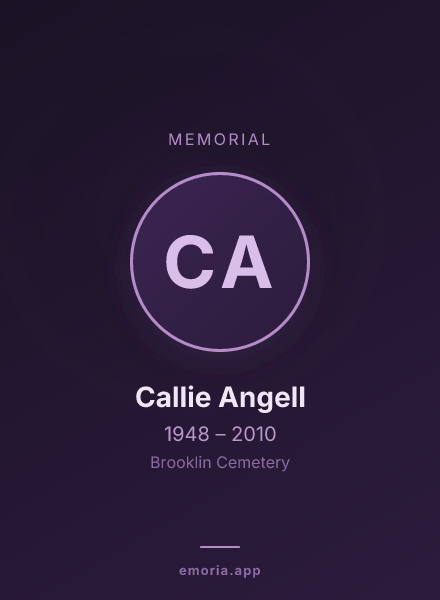 Memorial portrait of Callie Angell
