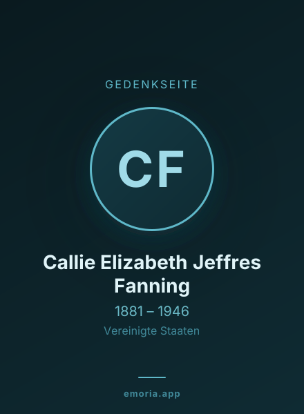 Gedenkportrait von Callie Elizabeth Jeffres Fanning
