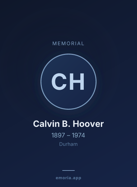 Memorial portrait of Calvin B. Hoover