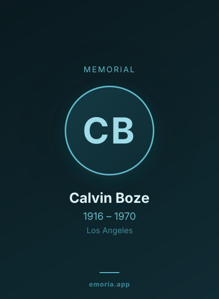 Memorial portrait of Calvin Boze