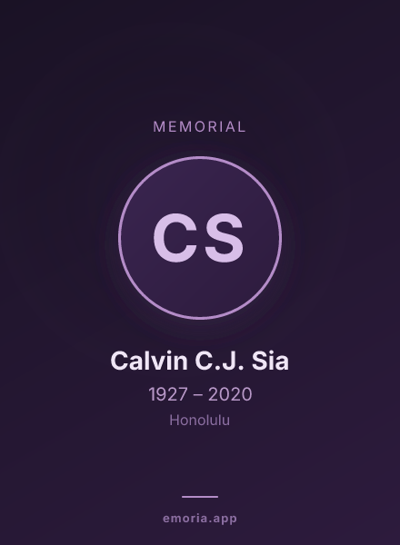 Memorial portrait of Calvin C.J. Sia