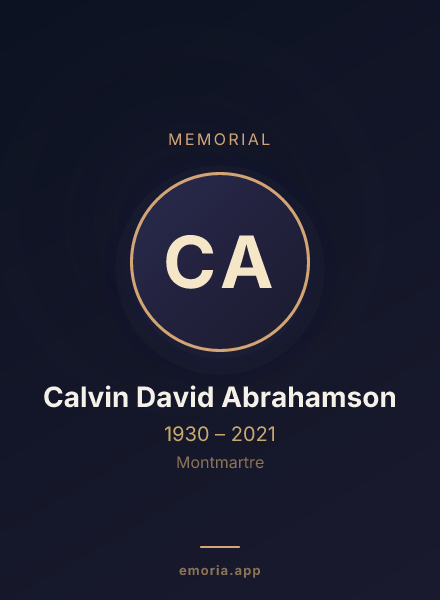 Memorial portrait of Calvin David Abrahamson