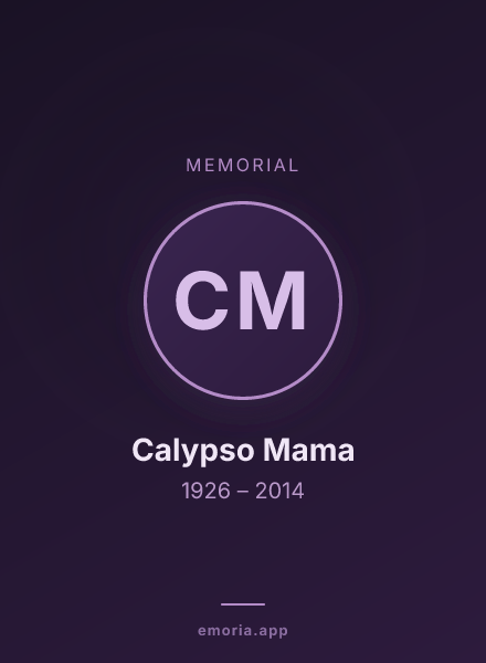 Memorial portrait of Calypso Mama
