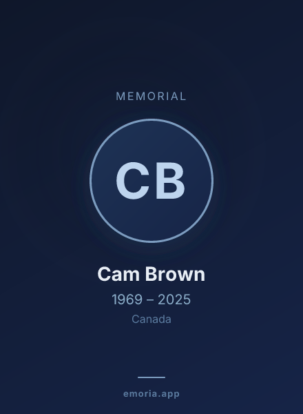 Memorial portrait of Cam Brown