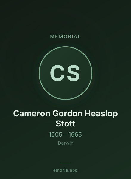 Memorial portrait of Cameron Gordon Heaslop Stott