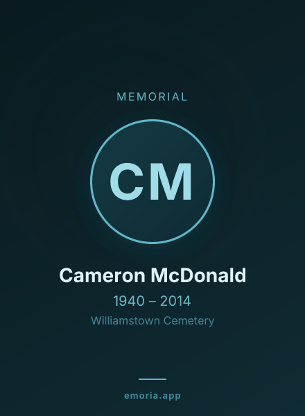 Memorial portrait of Cameron McDonald