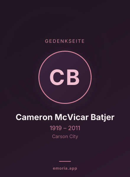 Gedenkportrait von Cameron McVicar Batjer