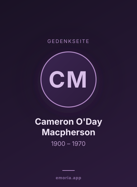 Gedenkportrait von Cameron O'Day Macpherson