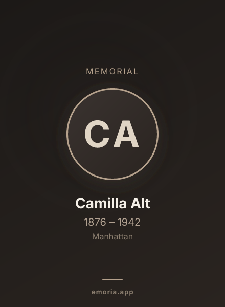 Memorial portrait of Camilla Alt