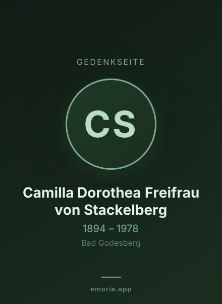Gedenkportrait von Camilla Dorothea Freifrau von Stackelberg